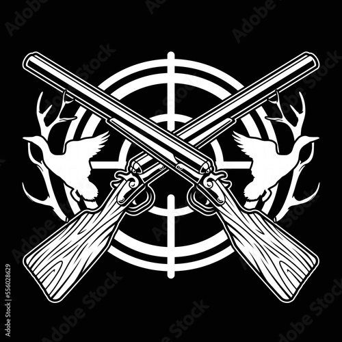 Gun Duck Shoot Horn Graphic Vector T-shirt Illustration POD Print