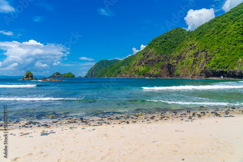 Landscape of Tanjung Papuma beach in Jember, the most beautiful beaches of East Java