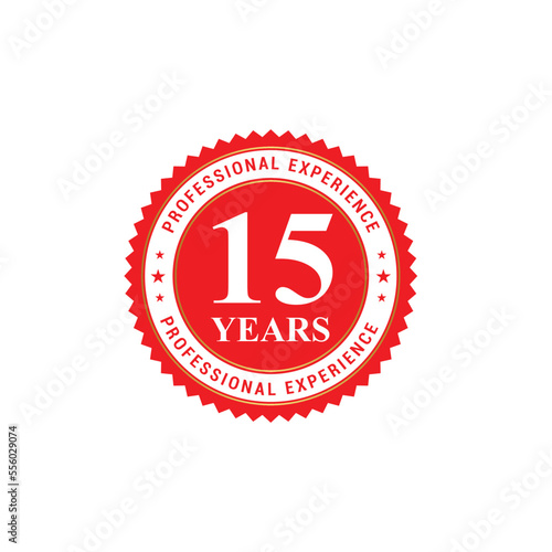 Red 15 years of experience illustration badge