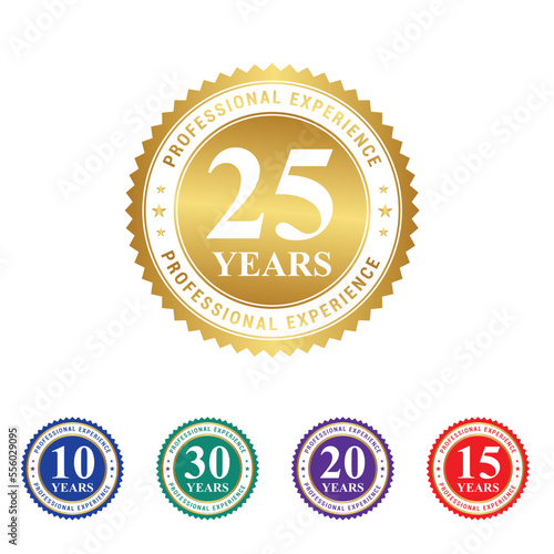 Golded sets of 25 years experience badge