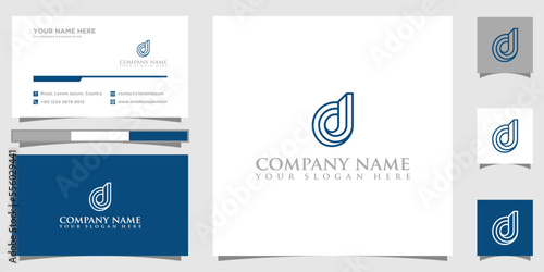 D Multi Line Letter Logo With Professional Business Card
