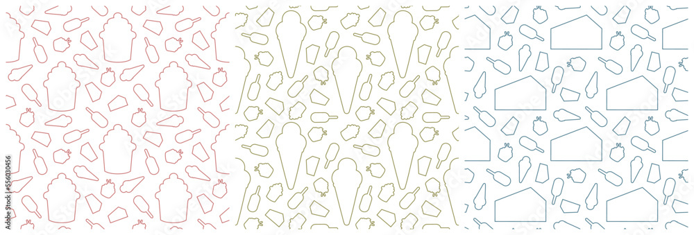 Set of Chocolate Seamless Pattern Design with Choco Decoration in Template Hand Drawn Cartoon Illustration