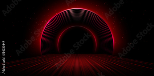 Radial red light through the tunnel glowing in the darkness for print designs templates, Advertising materials, Email Newsletters, Header webs, e commerce signs retail shopping, advertisement business