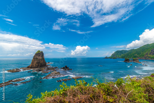 Landscape of Tanjung Papuma beach in Jember, the most beautiful beaches of East Java