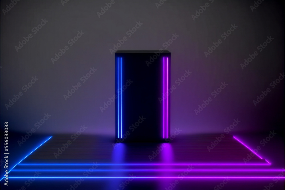 Abstract background blue and pink futuristic pedestal for product presentation, podium product display 3d rendering Abstract background blue and pink futuristic pedestal for product presentation, podium product display 3d rendering