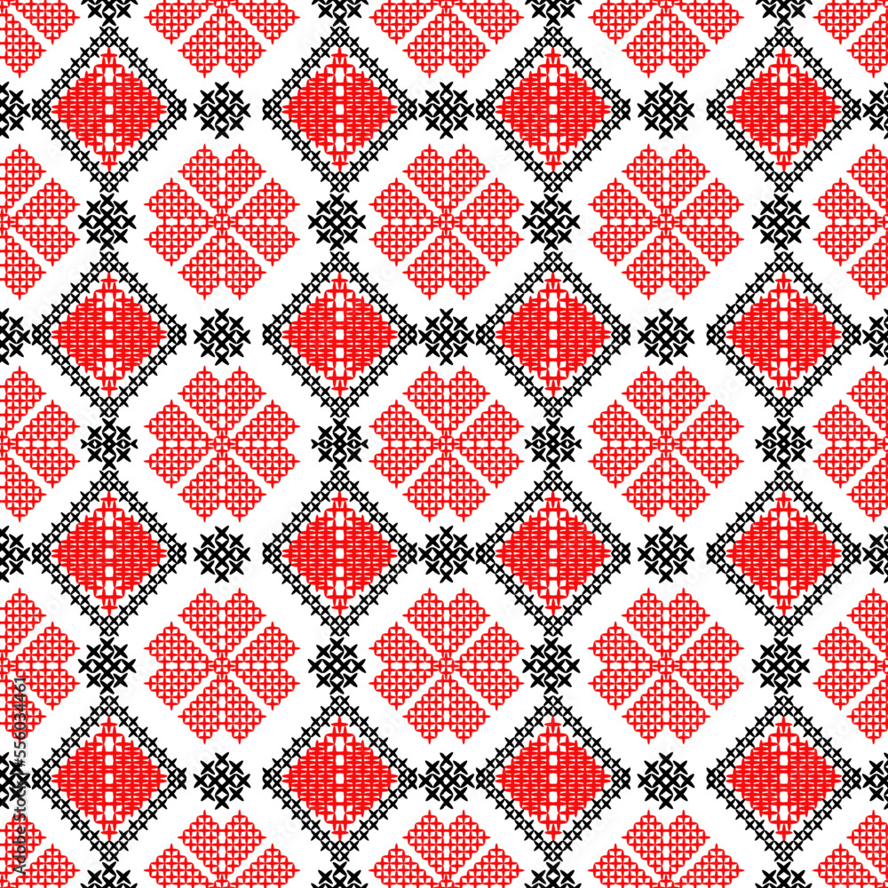 Fototapeta premium Vector illustration of ukrainian folk seamless pattern ornament. Ethnic ornament.