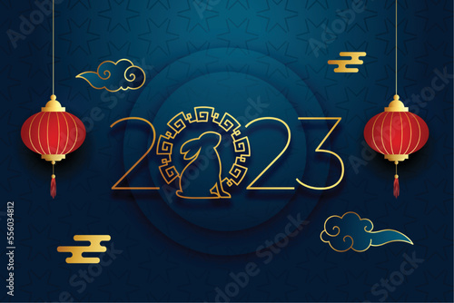 2023 chinese new year background with festival decoration