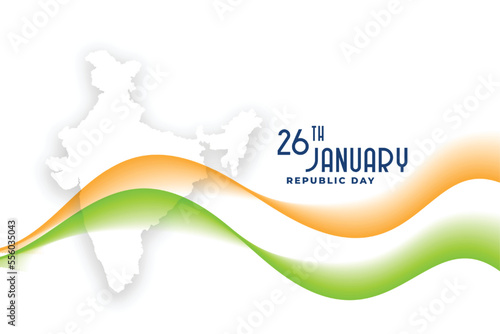 indian map with wavy flag for republic day celebration