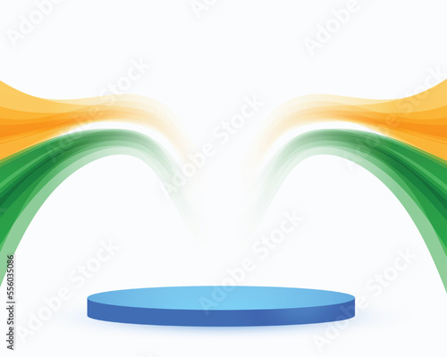 stylish indian flag with 3d podium platform for republic day