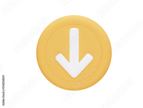 down arrow with 3d vector icon cartoon minimal style