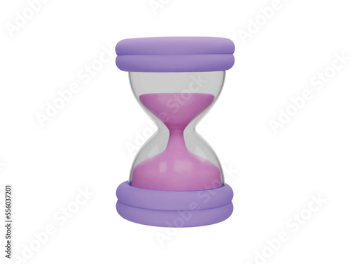 Hourglass with sand countdown with 3d vector icon cartoon minimal style