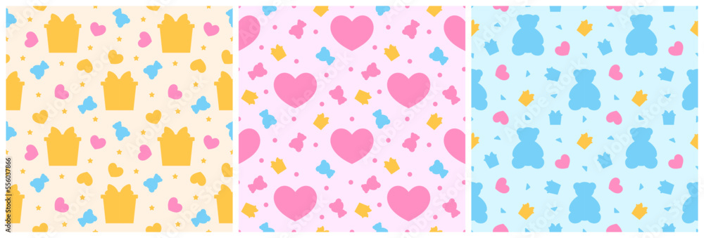 Happy Valentine's Day Seamless Pattern Design with Decoration in Template Hand Drawn Cartoon Flat Illustration