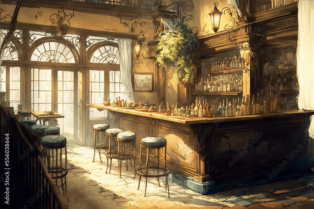 Naklejka premium 美麗な街系背景イラスト(AI generated image)