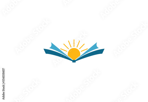 knowledge symbol. open book and sun. template logo design. vector eps 10.