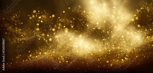 Stunning gold glitter particle background, a touch of luxury and glamour. sparkling particles add a dazzling shine and shimmer, perfect for adding a sophisticated and stylish touch. Generative AI