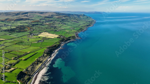 Aerial view of Ballygally on the beautiful Co Antrim coastline Northern Ireland photo