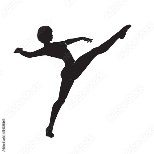 Cartoon silhouette of young female dancer vector isolated.