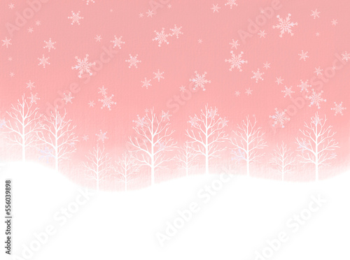 明るい冬の雪降るイラスト
