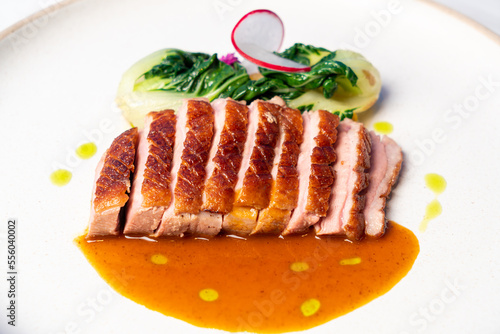 grilled duck breast steak with sauce
