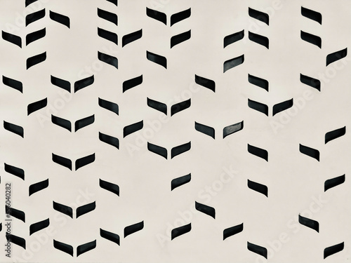 Fotografija perforated little leaf shape on white wood wall in full frame, using for backgro