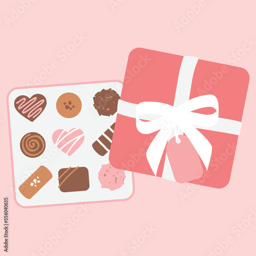 Valentines square chocolate box with gift tag