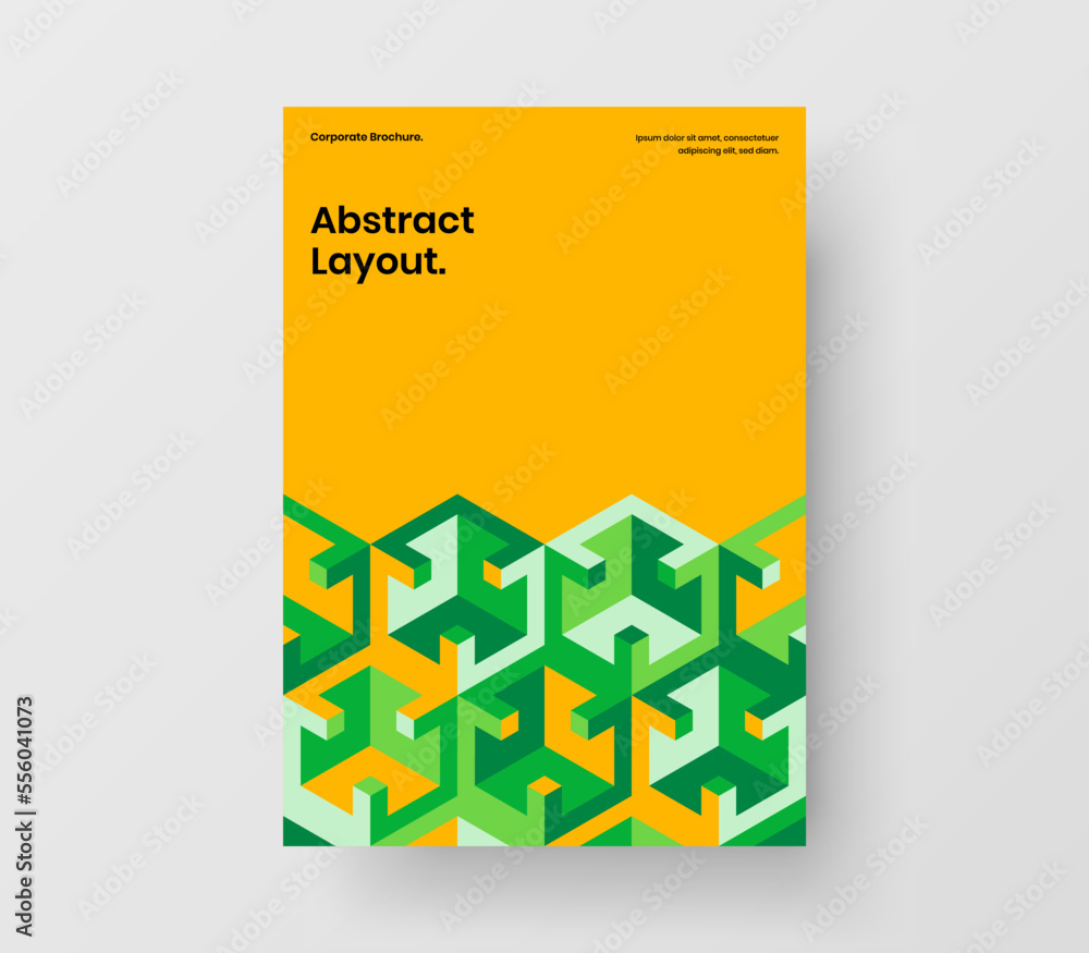 Abstract mosaic pattern brochure illustration. Vivid leaflet design vector concept.