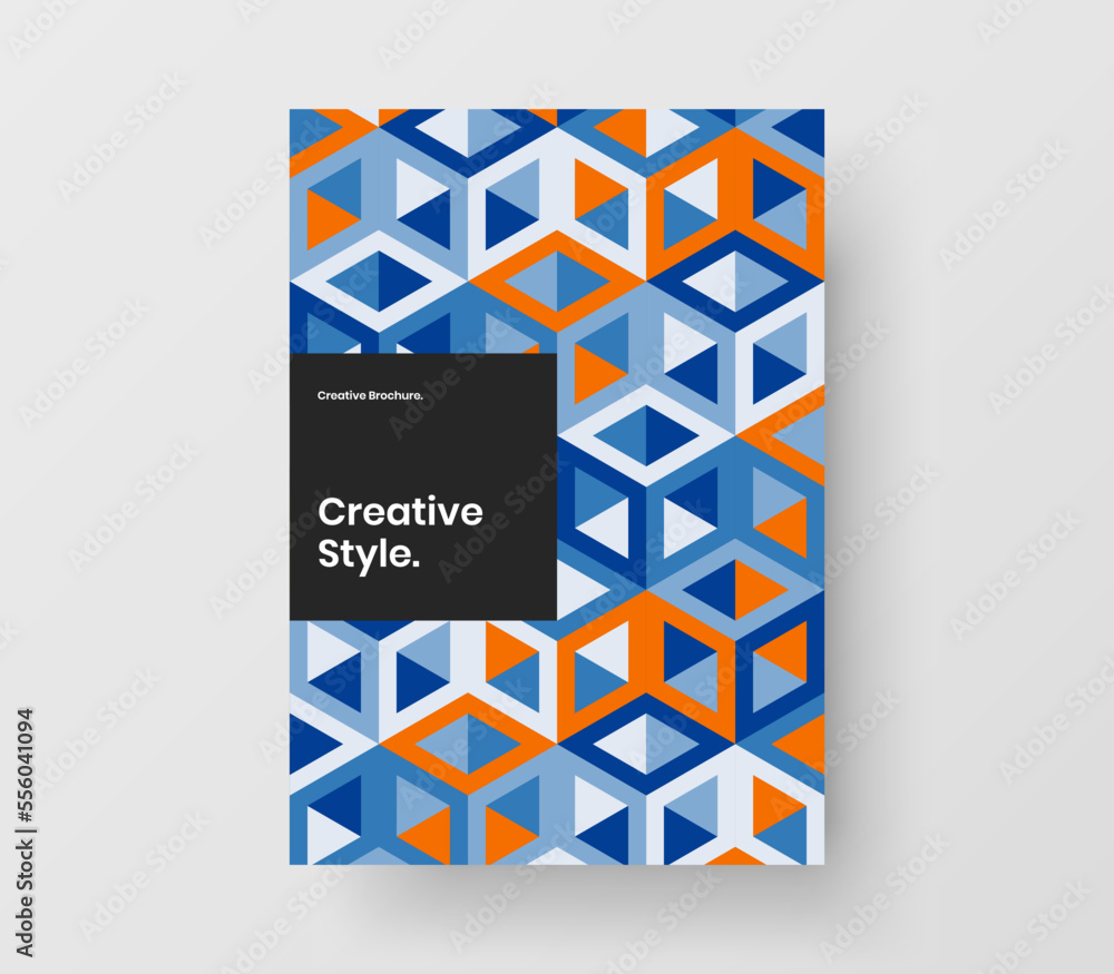Colorful geometric shapes poster template. Clean catalog cover design vector illustration.