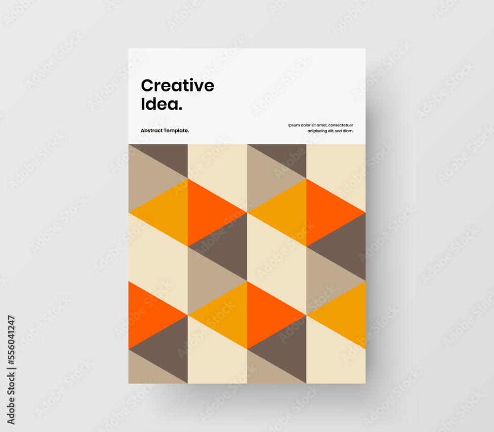 Original geometric hexagons journal cover template. Clean handbill A4 vector design concept.