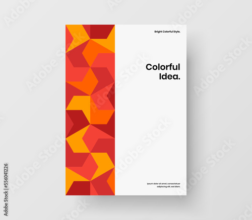 Multicolored corporate cover A4 vector design illustration. Abstract geometric pattern company brochure template.