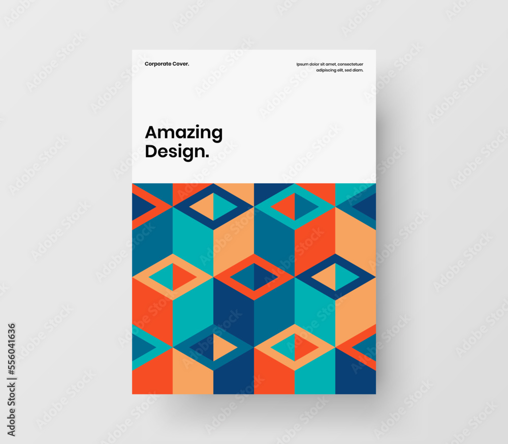 Abstract postcard vector design concept. Unique mosaic shapes company cover illustration.