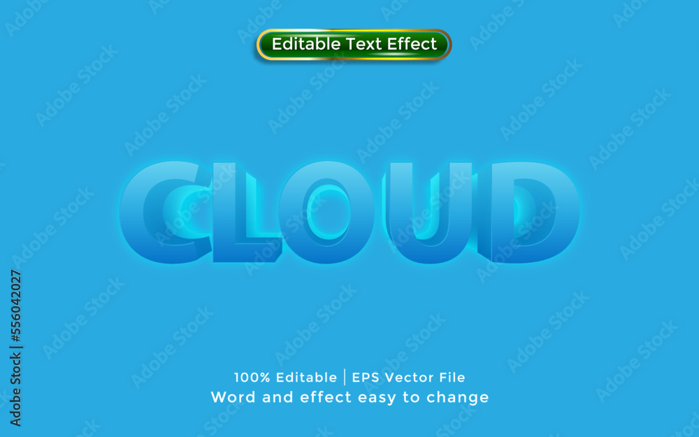 Cloud text, 3D style text effect neon light