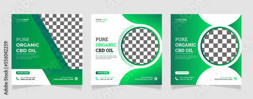 Hemp product cbd oil social media post banner design template 
