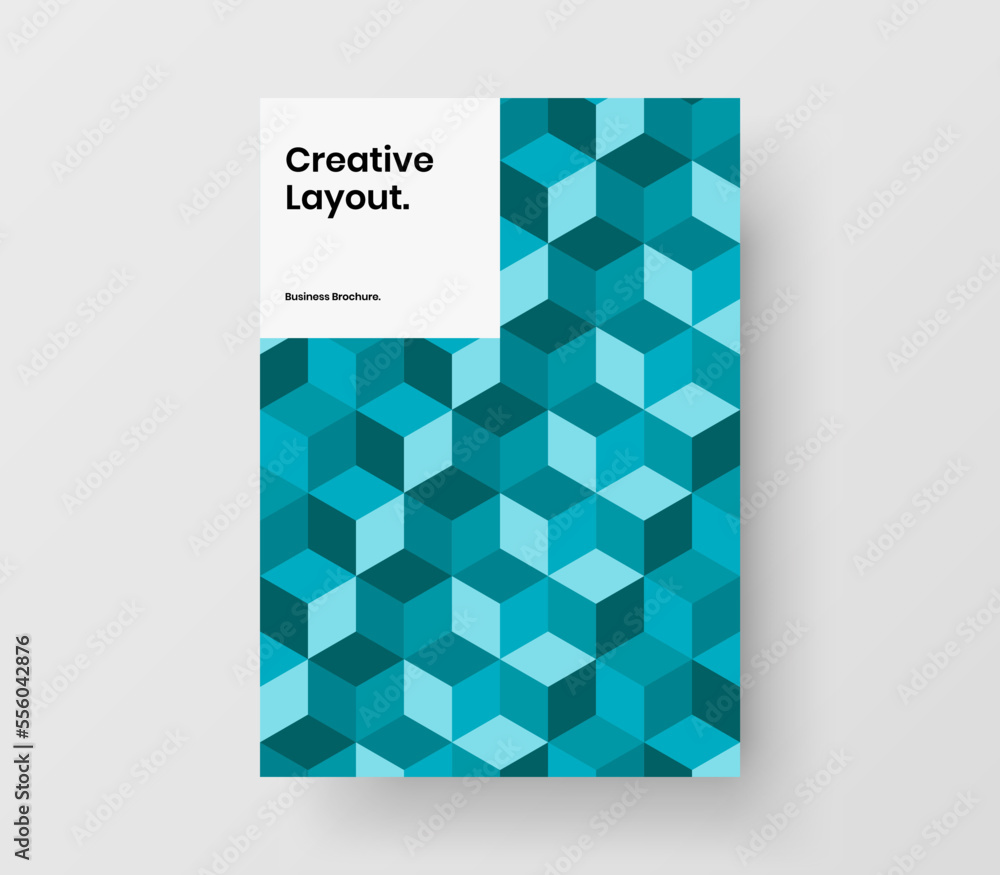 Premium magazine cover design vector template. Colorful geometric hexagons company brochure concept.