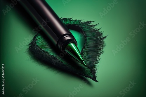  a green pen with a black tip on a green background with a green background and a green background with a green background. Generative AI photo