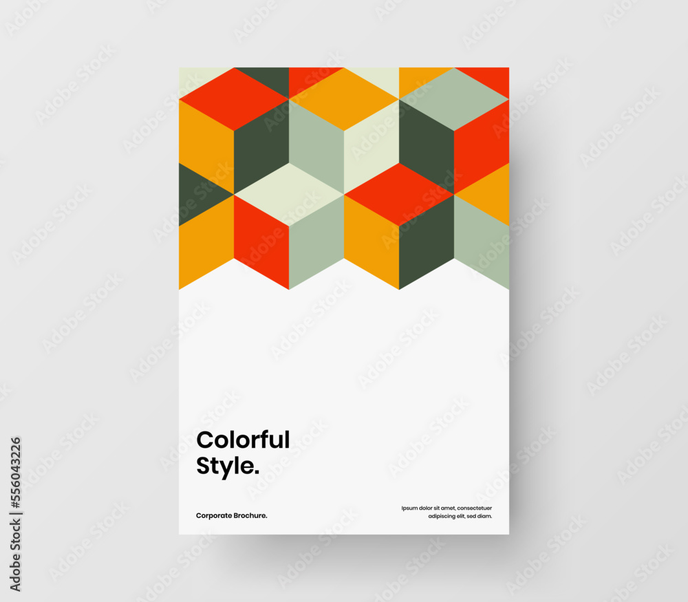 Unique geometric hexagons book cover illustration. Bright corporate identity design vector concept.