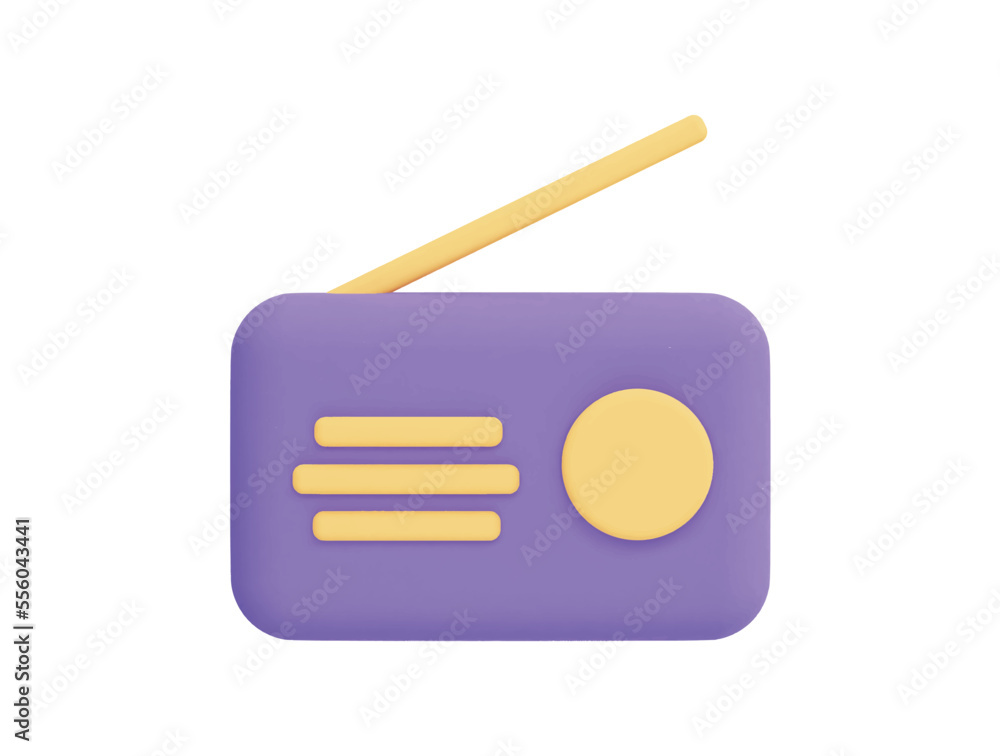 Radio with 3d vector icon cartoon minimal style Radio with 3d vector icon cartoon minimal style