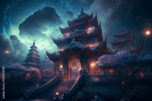 Several resplendent Chinese palaces. Generative AI