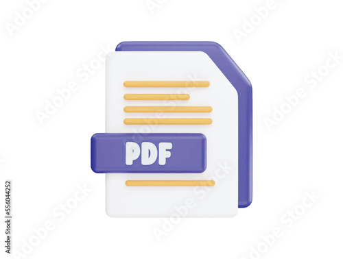Pdf file with 3d vector icon cartoon minimal style