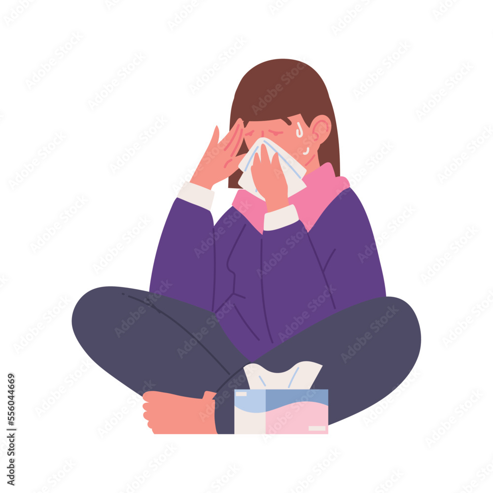 sick woman with sweating sick woman with sweating