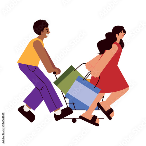 couple and shopping bags