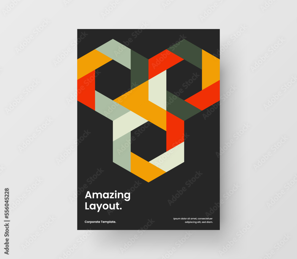 Clean geometric tiles pamphlet illustration. Minimalistic banner design vector layout.