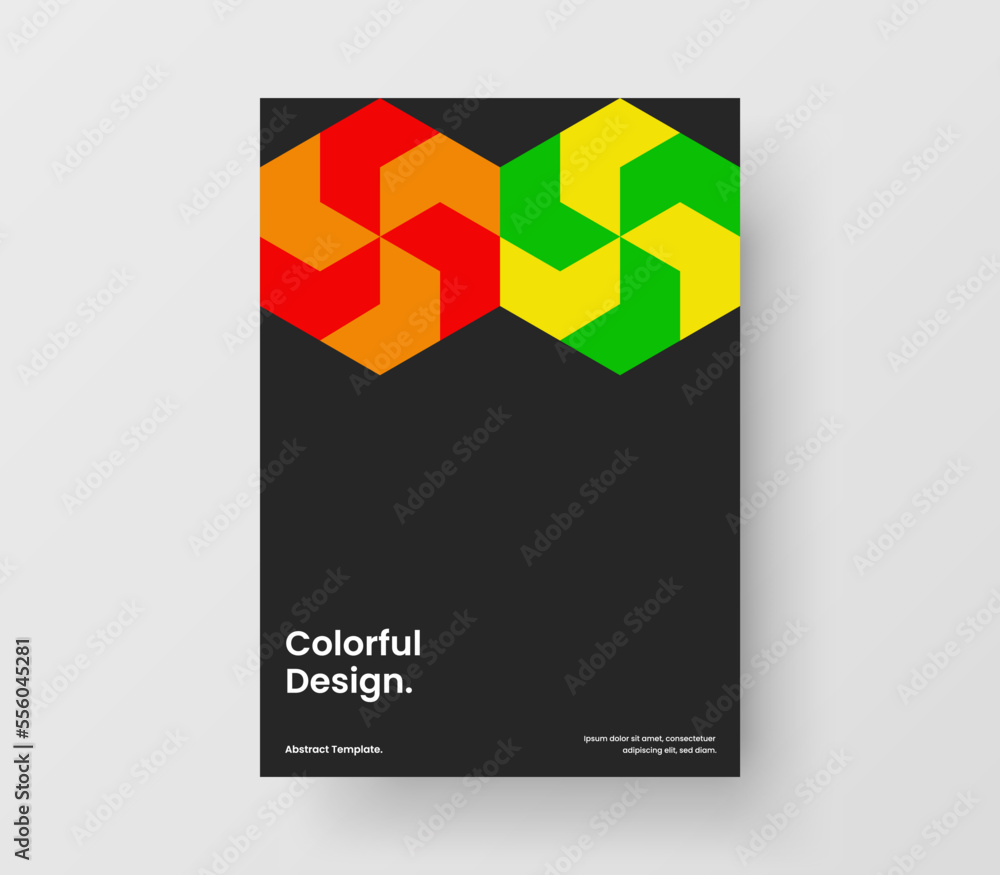 Premium mosaic hexagons pamphlet template. Trendy placard A4 design vector concept. Premium mosaic hexagons pamphlet template. Trendy placard A4 design vector concept.