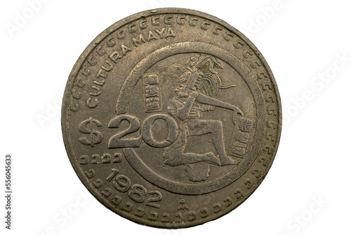 Moneda de México de 20 pesos 1982, Cultura Maya, Juagador Águila, juego de pelota photo