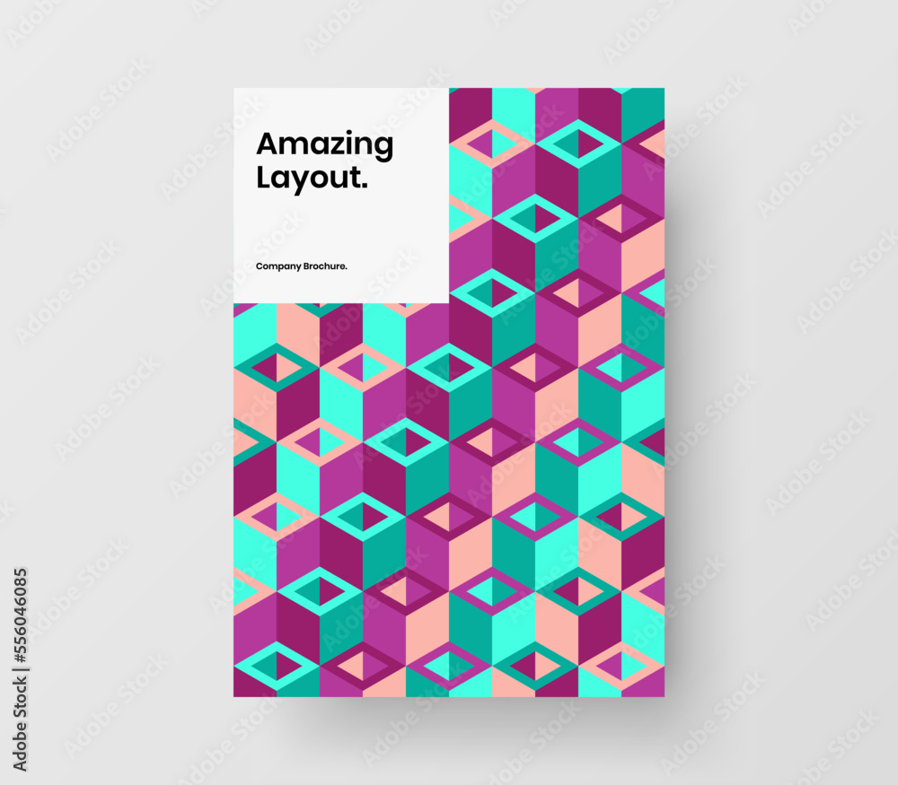 Unique geometric hexagons annual report template. Simple corporate brochure vector design illustration.