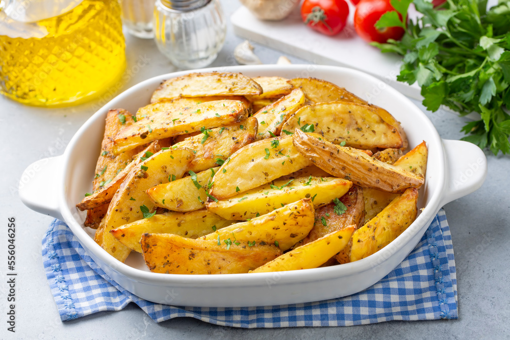 Baked spiced potatoes look delicious. Baked spiced potatoes look delicious.