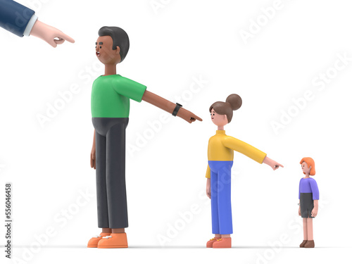 Bild auf Leinwand 3D illustration of cartoon characters  lay the blame at someone