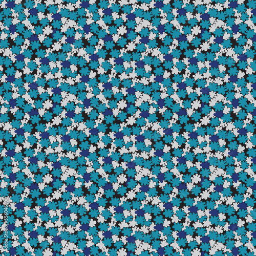 Blue Tone Abstract Spring Ditsy Flower Garden Allover Seamless Pattern Design Artwork Design