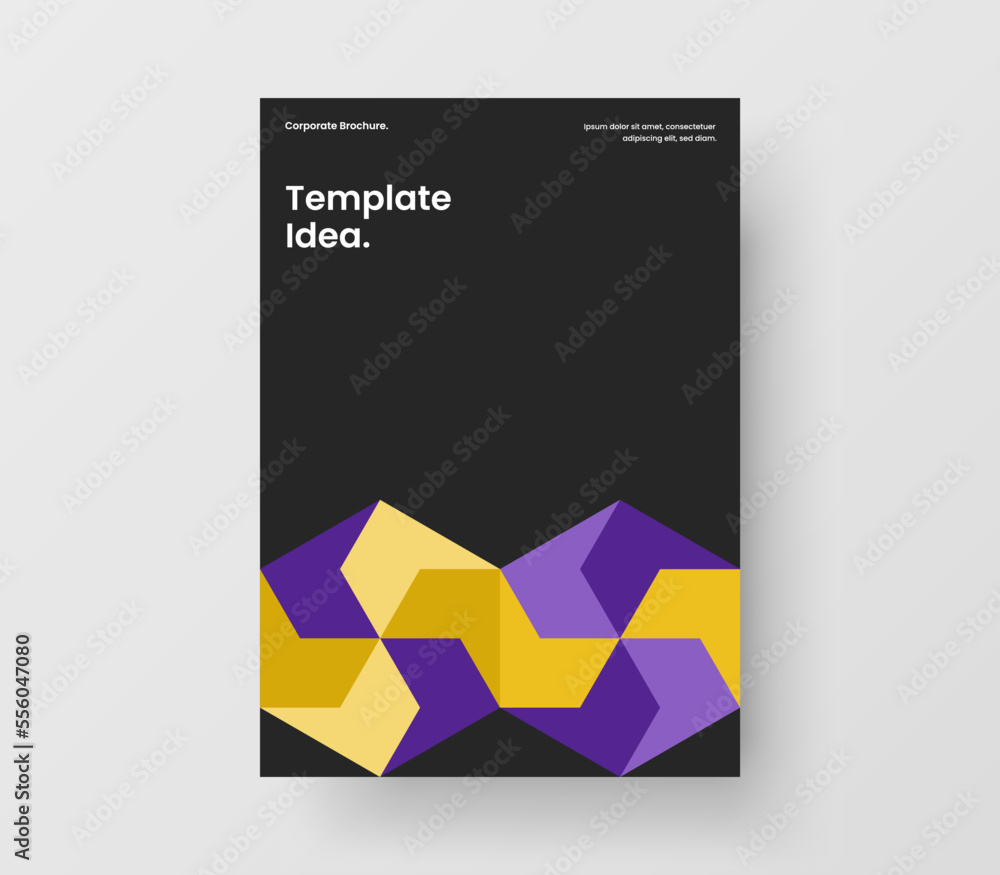 Modern geometric pattern pamphlet concept. Vivid cover A4 vector design template.