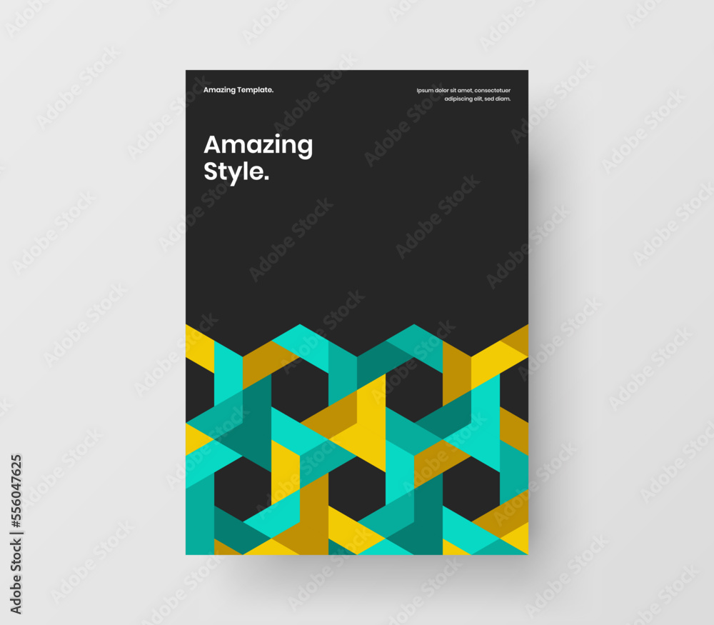 Minimalistic company cover vector design concept. Clean mosaic shapes postcard layout.