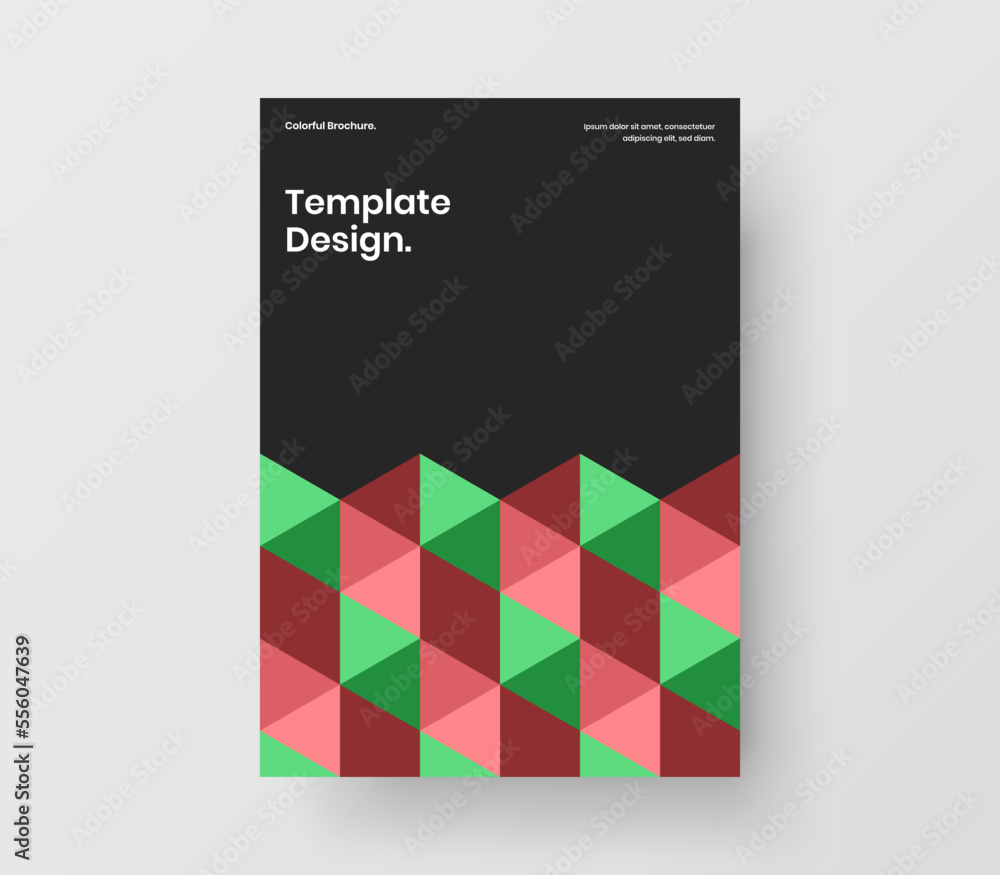 Fresh mosaic tiles placard illustration. Vivid pamphlet A4 vector design template.